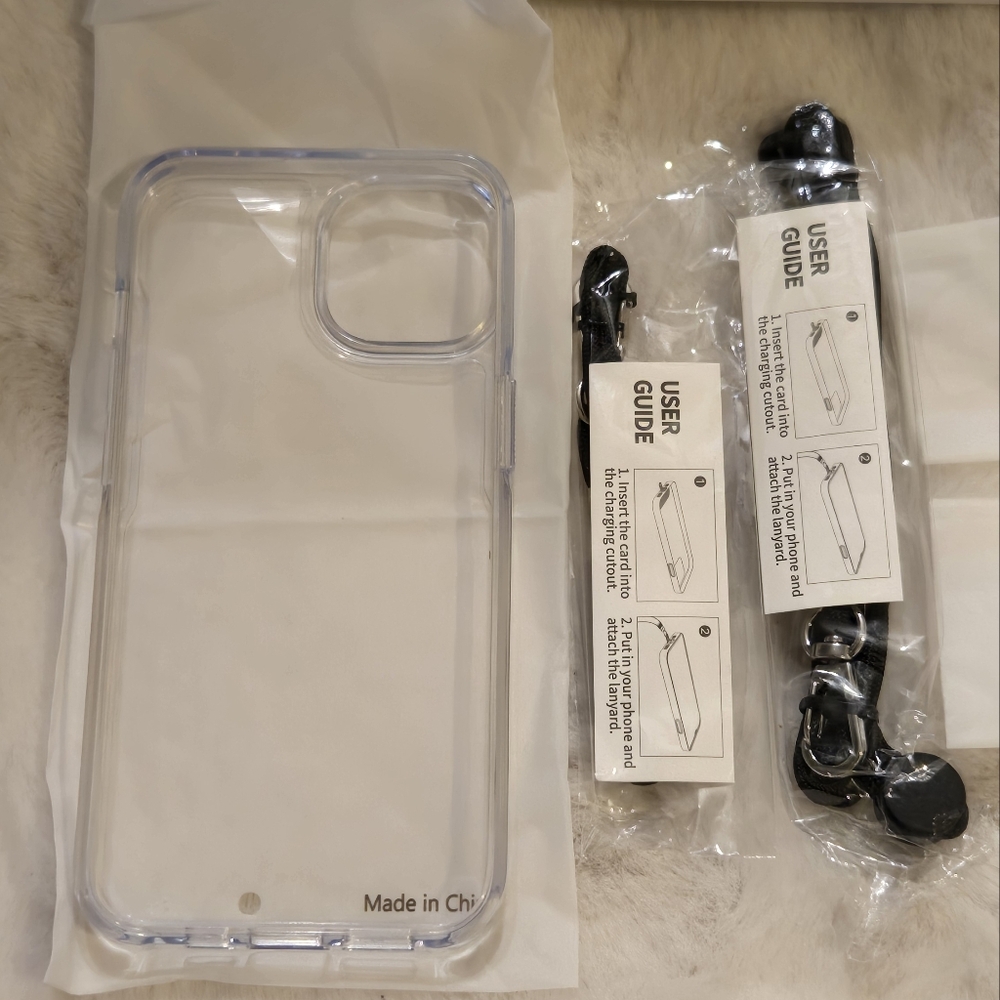 Clear Case for Apple iPhone (13/14?) Transparent New Lanyard Clips